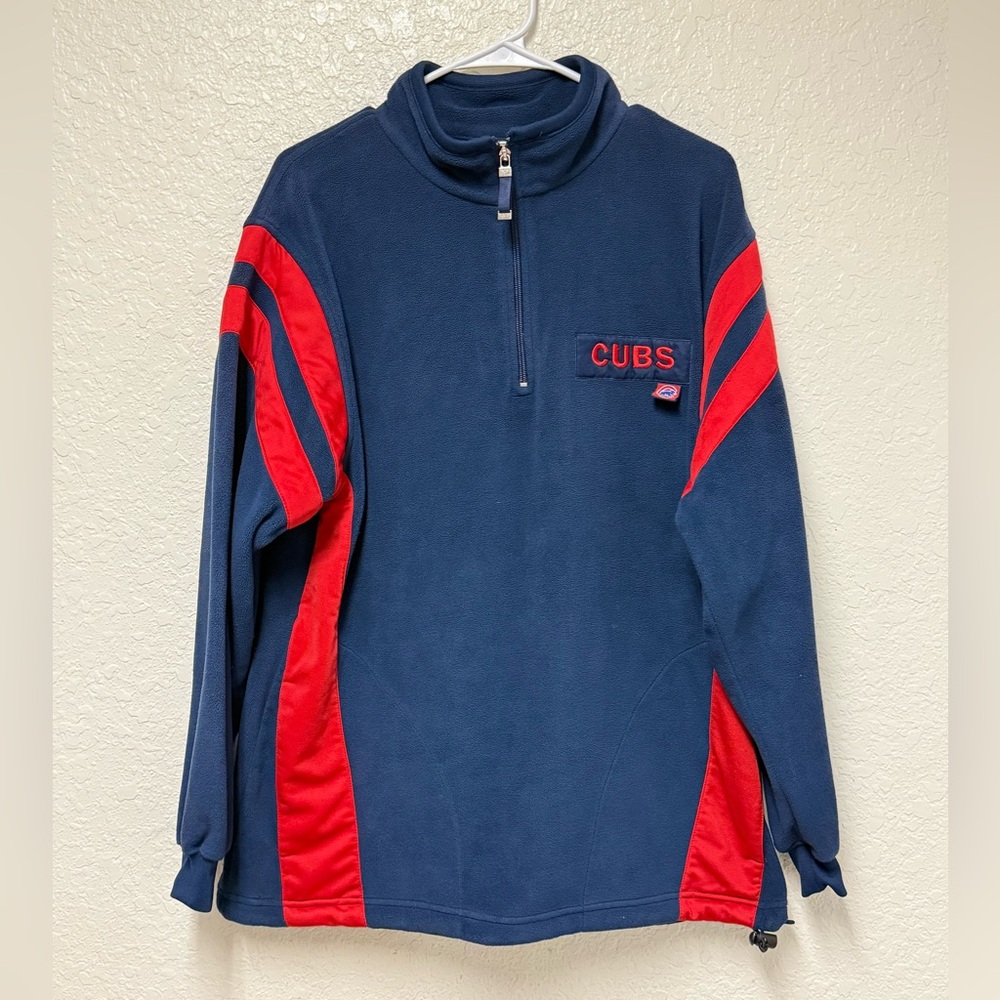 Chicago Cubs Navy and Red Men's Fleece Pullover Size